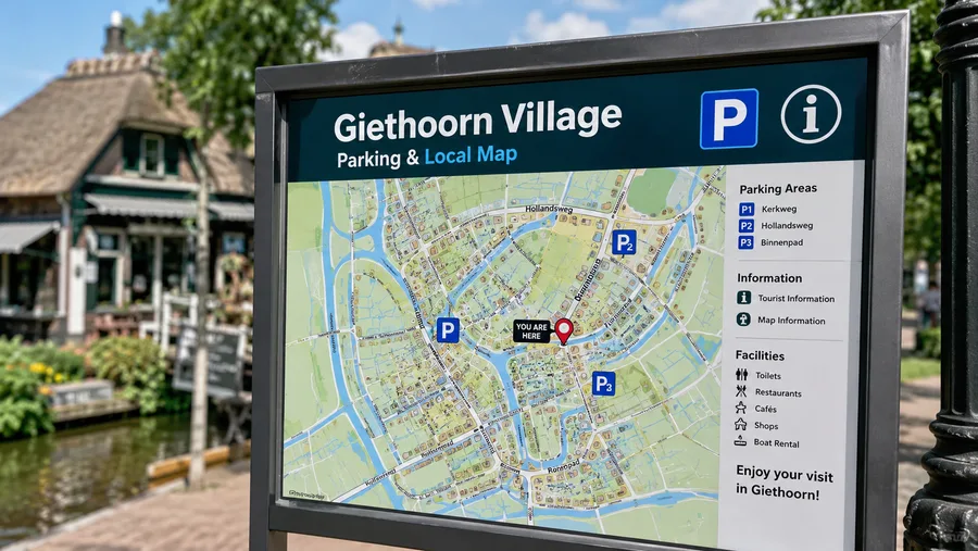 Giethoorn Village Parking & Local Map