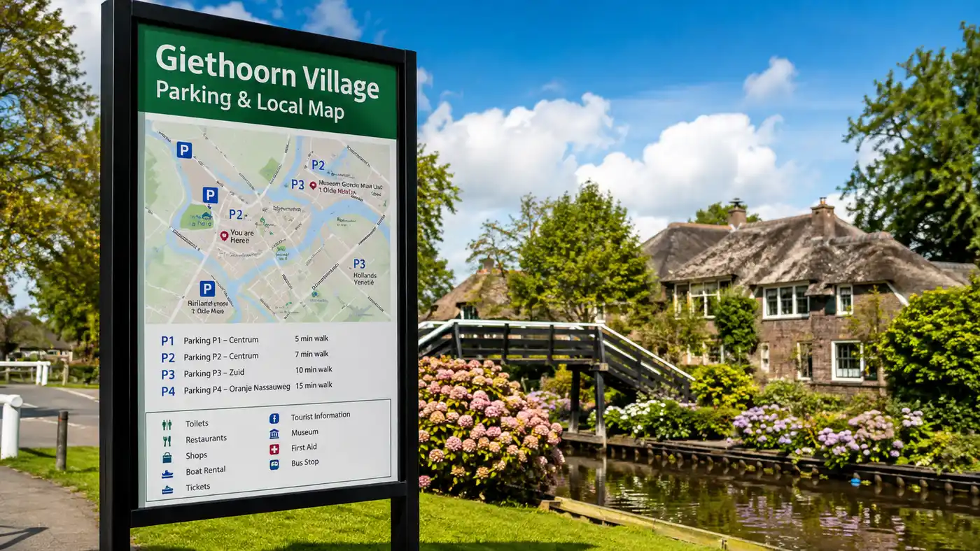 Giethoorn Village Parking & Local Map